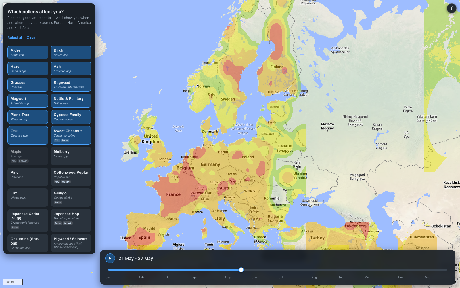 Whole-Earth Pollen Allergy Map